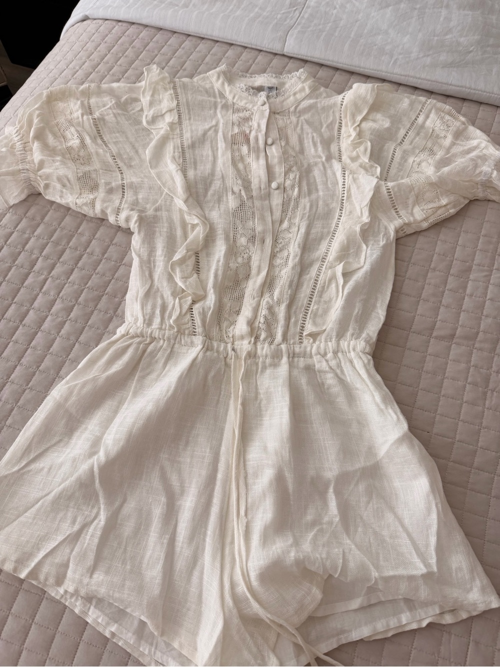Chicwish Cream Lace-Trim Gauze Top